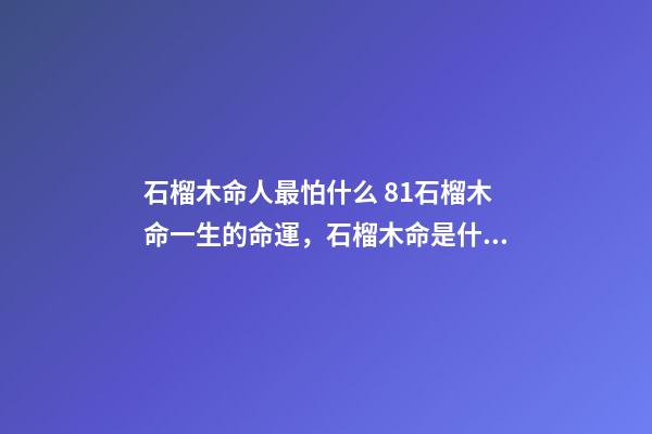 石榴木命人最怕什么 81石榴木命一生的命運，石榴木命是什么意思，石榴木命詳解-第1張-觀點-玄機派